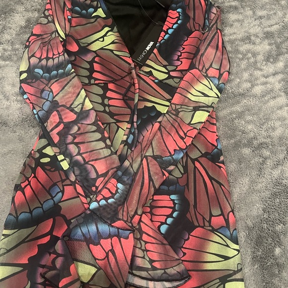 Mariposa Beauty Mesh mini dress black /combo  fashion nova - Picture 7 of 7